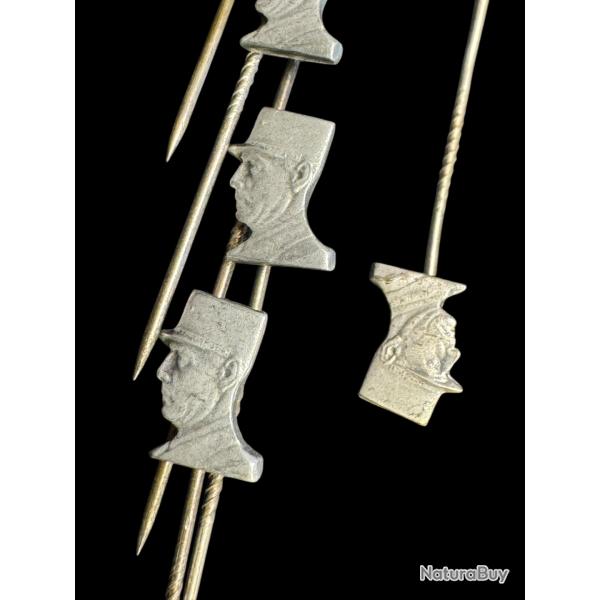 �pinglette g�n�ral de gaulle.  m�daille broche. argent�e