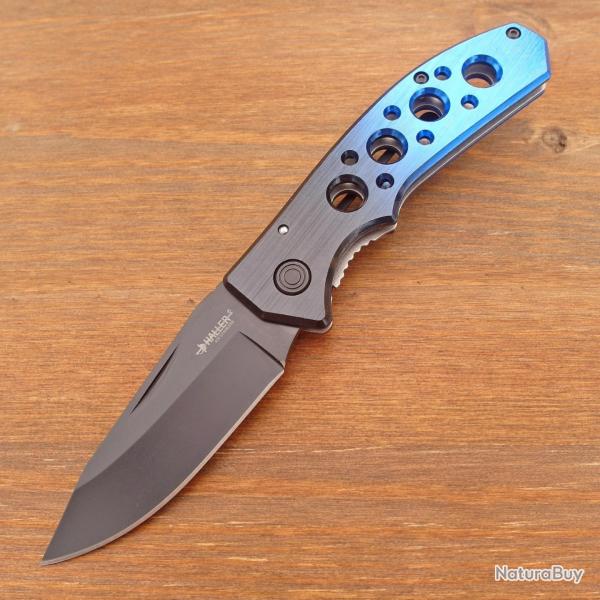 Couteau de Poche Haller - Noir Bleu Anodis� - Acier 420 Noir