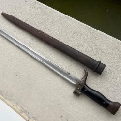 Ba&iuml;onnette Berthier mod&egrave;le 1892 - 2e type - compl&egrave;te avec fourreau