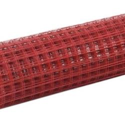 Grillage acier galvanis&eacute; PVC rouge 10x0,5 m maille carr&eacute;e protection ext&eacute;rieur