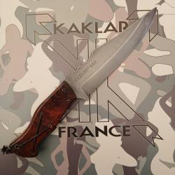 Couteau Fran&ccedil;ais artisanal unique num&eacute;rot&eacute; KAKLAR chasse bushcraft outdoor tactique bois de fer