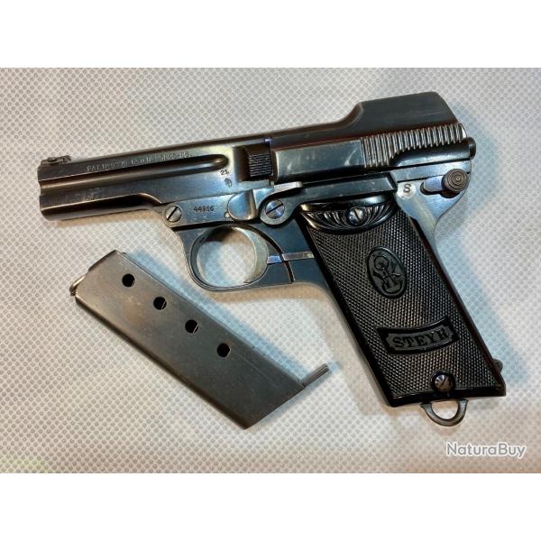 Steyr-Pieper 1908/34 7.65 mm - Pistolet police autrichienne Sicherheitswache + holster cuir