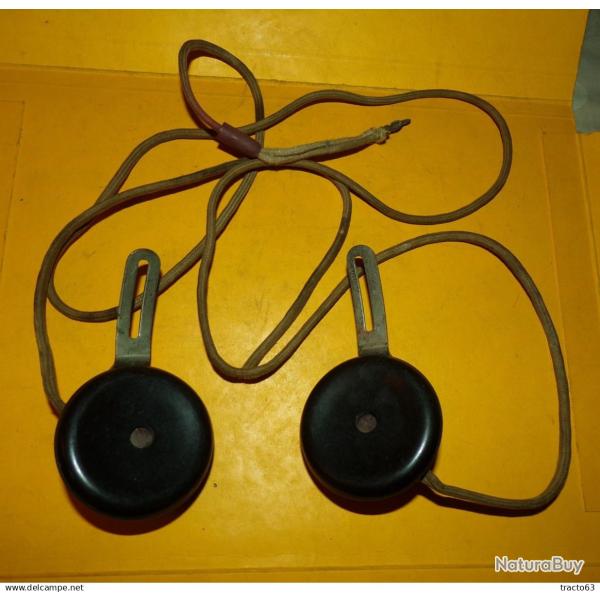 RADIO : PAIRE D'ECOUTEURS POUR RADIO DE TYPE MILITAIRE OU CIVILE  , FABRICANT RADIO CANT DEPOSE , RA