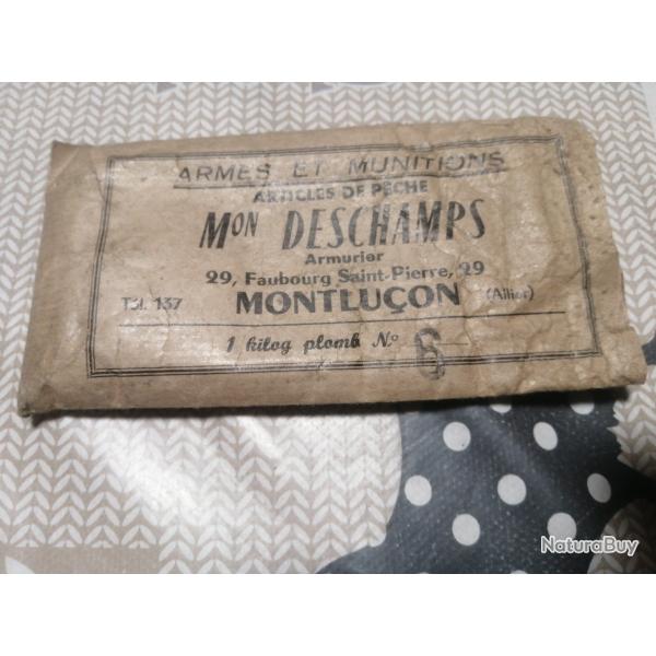 SACHET PAPIER DE PLOMBS ACIER N� 6. ARMURERIE DESCHAMPS MONTLUCON