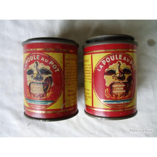 Lot de 2 bo�tes m�talliques lithographi�es " la poule aux pots " en bon �tat.