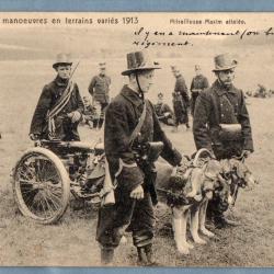 CPA - Grande manouvres en terrain varies 1913 Mitrailleuse Maxim attel&eacute;e -N&deg;7443