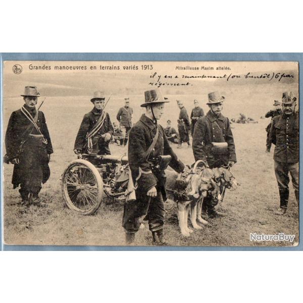 CPA - Grande manouvres en terrain varies 1913 Mitrailleuse Maxim attel�e -N�7443
