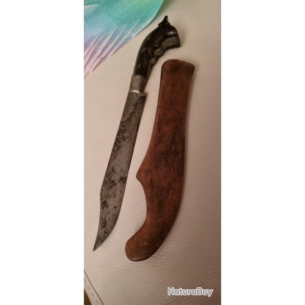 Couteau ancien Golok Java 19�me sign� et dat� environ 1880