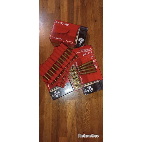 lot de 76 munitions 8x57jrs GECO tm soft point 185gr