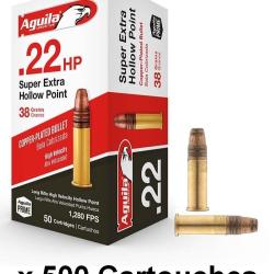 AGUILA 22lr Super Extra Cuivr&eacute;e Pointe Creuse 38Gr x500