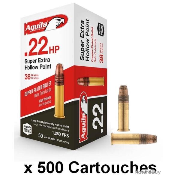 AGUILA 22lr Super Extra Cuivr�e Pointe Creuse 38Gr x500