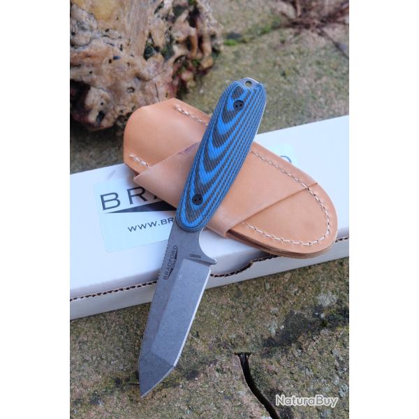 Couteau Bradford Guardian 3.5 Tanto Blk/Blue Manche G10 Lame Acier N690 Etui Cuir USA 113n690