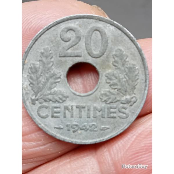 20 Centimes �TAT FRAN�AIS, LOURDE 4 x 1941, 2x 1942, 5x 1943 vendu a l'unit�