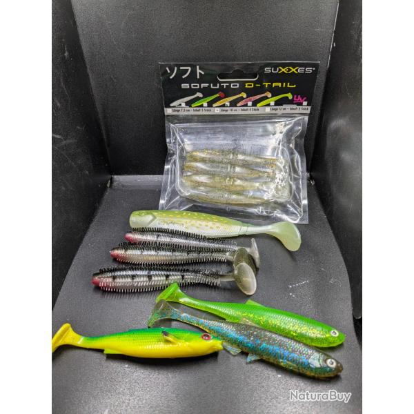 Lot 387 / Leurres souples : GUNKY , FOX UV SPIKEY SHAD , LMBA, SUXXES ........FISH AND FISHING.