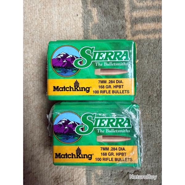 Sierra Matchking  7 mm 284 dia 168 grains hpbt 2 boites de 100 ogives
