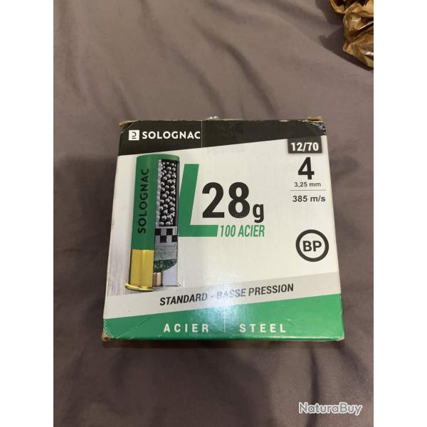 Cartouche L100 28gr Haute Vitesse CALIBRE 12/70 BILLE Acier N�4 X25