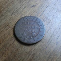 monnaie cinq centimes dupr&eacute; L'AN 8 BB