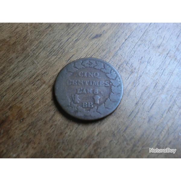 monnaie cinq centimes dupr� L'AN 8 BB