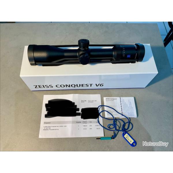 Lunette ZEISS CONQUEST V6 2-12x50 TOURELLE ASV �tat quasi NEUF