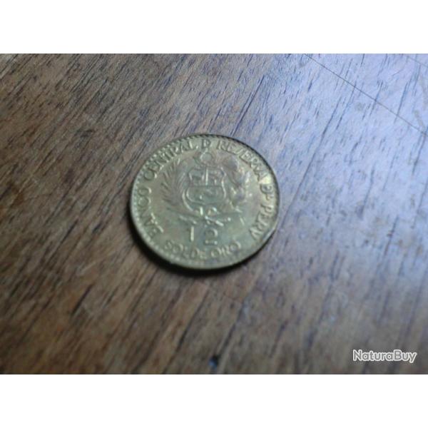 monnaie r�publique peru 1/2 sol de oro   1965