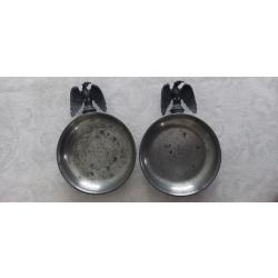 PAIRE de COUPELLES ETAIN USA (Cendrier, Vide-poches)