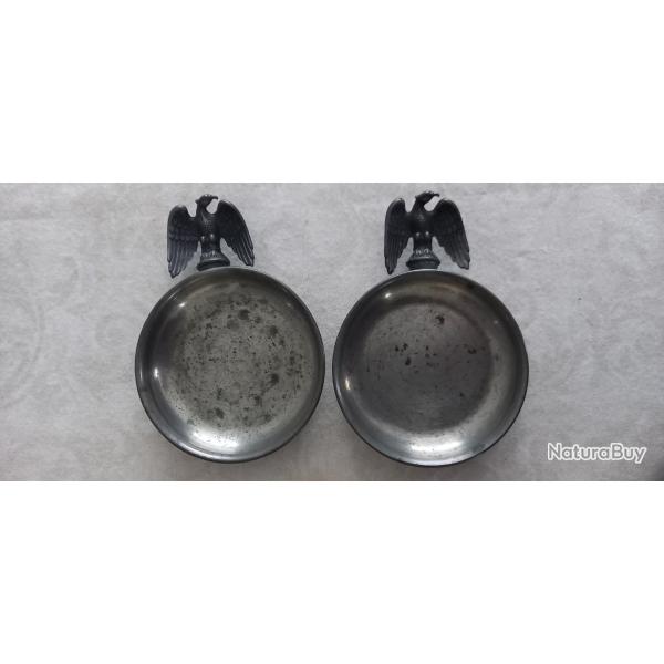 PAIRE de COUPELLES ETAIN USA (Cendrier, Vide-poches)