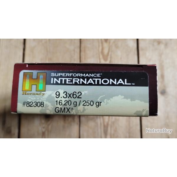 9.3x62 Hornady 250gr gmx boite 20