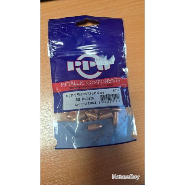 Lot 250 Ogives PPU calibre 30 110gr FMJ - USM1