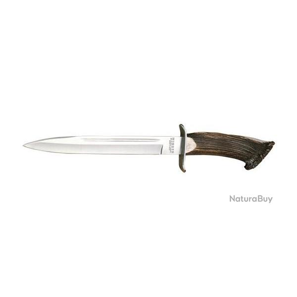Couteau fixe Joker Dague lame 255 mm manche bois de cerf naturel