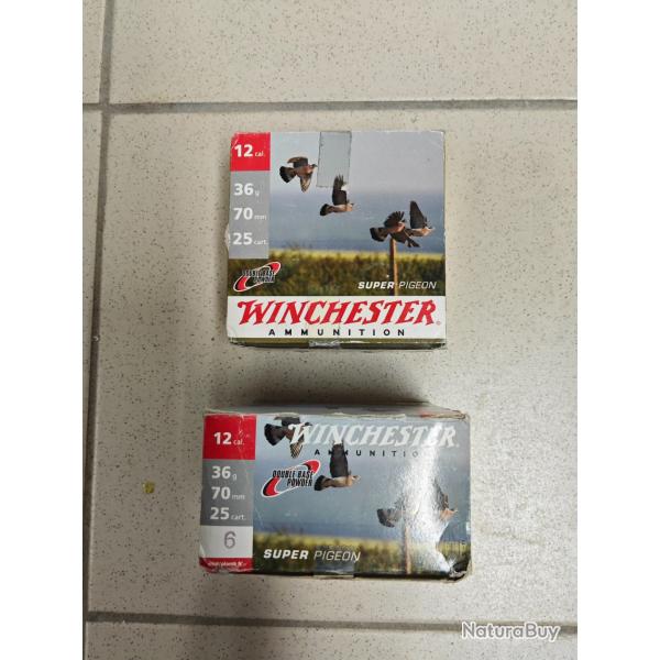 50 Cartouches winchester super pigeon cal 12, 36gr