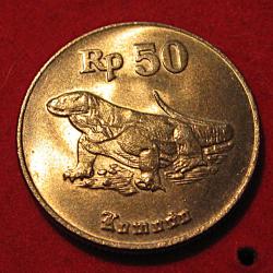 indonesie piece de 50 rupiah "dragon de Comodo"1996 ttb