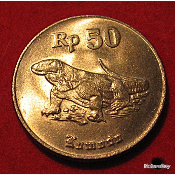 indonesie piece de 50 rupiah "dragon de Comodo"1996 ttb