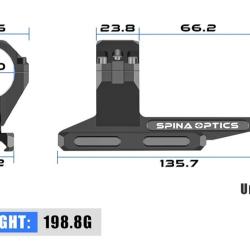 Montage monobloc lunette diam&egrave;tre 30mm - picatinny 0Moa
