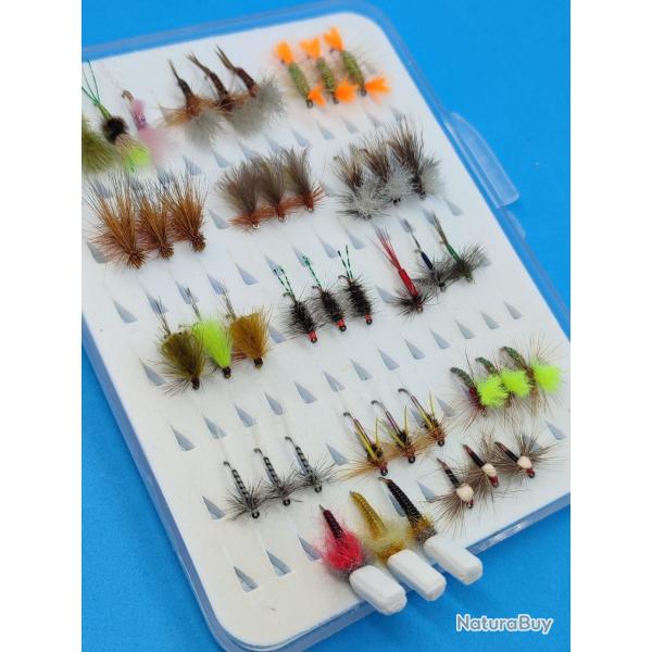 Lot de 42 Mouches S�ches "S�lection Polyvalente" - Hame�ons #12-14 (Avec Ardillon)