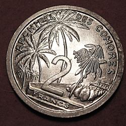 Comores piece de 2 francs superbe  1964  (r&eacute;publique fran&ccedil;aise)