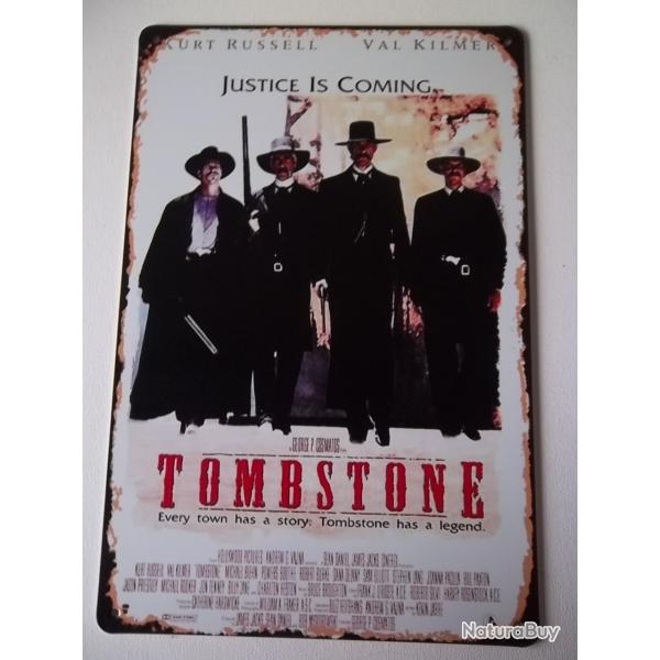 Plaque m�tal d�co western Tombstone