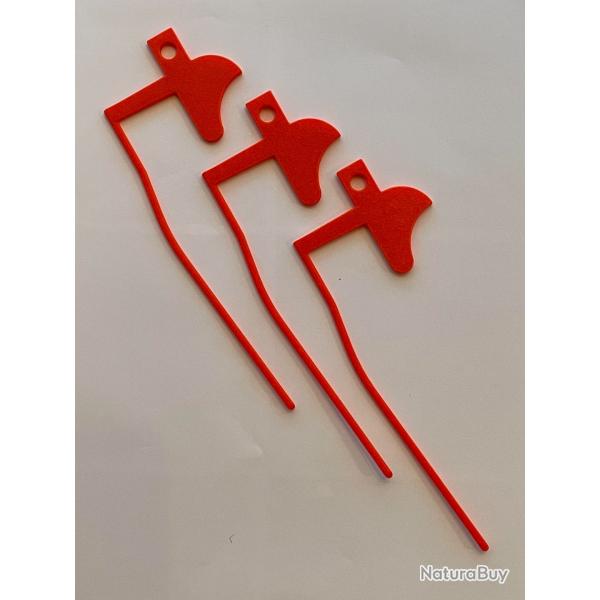 Lot de 3 Drapeaux de chambre vide ORANGE - S�curit� arme - .22 � .30-06 T�moins de chambre vide