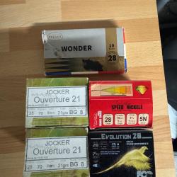 Lot cartouches+balles calibre 28 (1� sans prix de reserve!!)