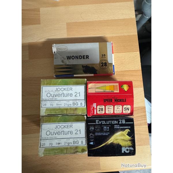 Lot cartouches+balles calibre 28 (1� sans prix de reserve!!)