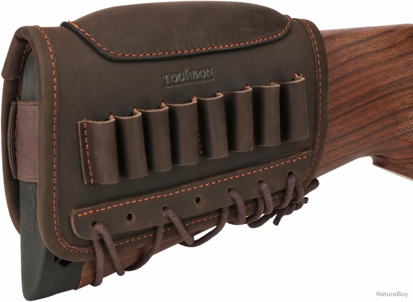 Porte-pochettes De Munitions Tourbon Avec Repose-joues Réglable En Cuir Noir