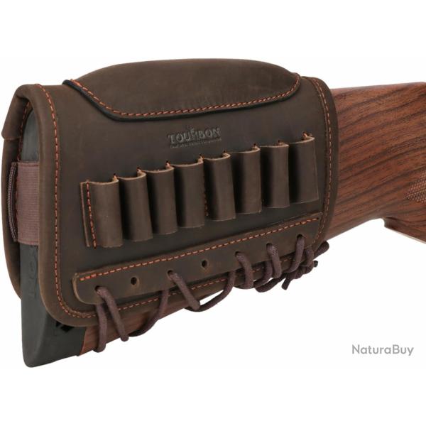 Tourbon Pochette de Munitions R�glable en Cuir V�ritable pour Droitier avec Repose-Joue
