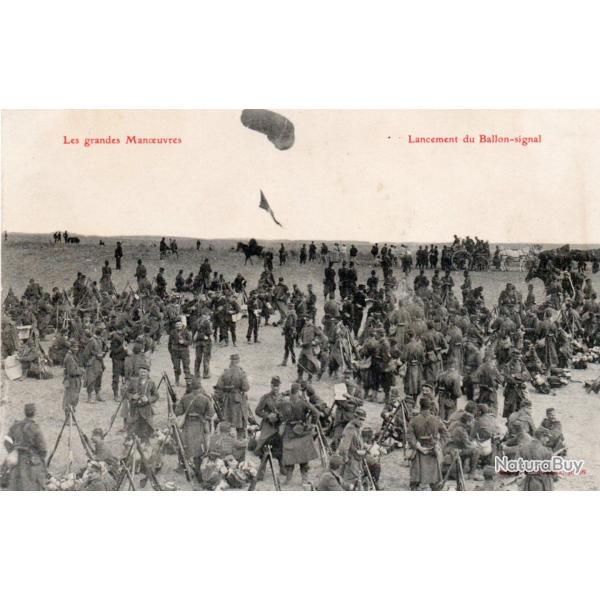 CPA - Les grandes Manoeuvres Lancement du ballon - signal - N�7450