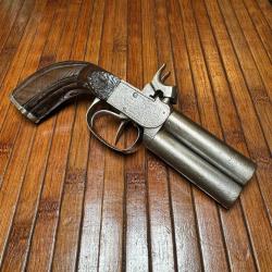 BEAU ET MOINS COURANT PISTOLET DERRINGER  SUPERPOS&Eacute; A PERCUSSION