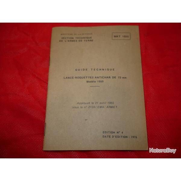 Guide Technique Lance -Roquettes Antichar de 73mm Mle 1950 MAT 1035