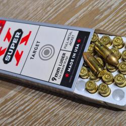 20 munitions de 9 mm Luger neutralis&eacute; et 30 douilles de marque Winchester super X target avec boite