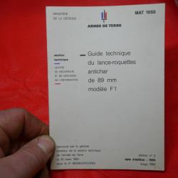 Guide Technique Lance-Roquettes Antichar de 89mm Mle F1