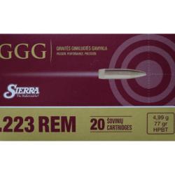 CARTOUCHES GGG .223 77gr HPBT SIERRA MATCHKING x20