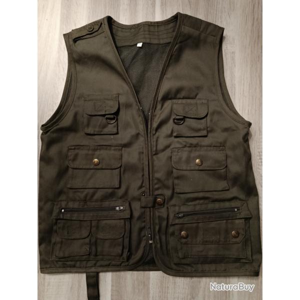 Gilet chasse multipoches kaki 12 Ans
