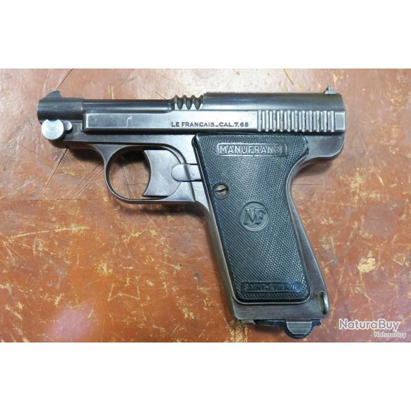 Pistolet Manufrance Le Fran�ais cal 7,65 Browning OCCASION