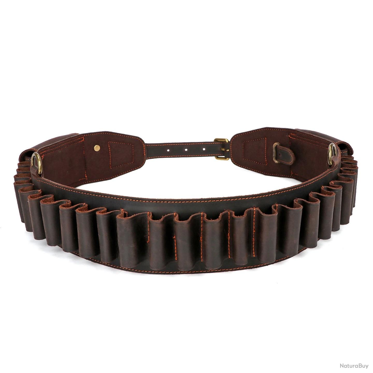 Ancienne Cartouchière Ceinture De Chasse – Cuir – 30 Cartouches Calibre 12 – France